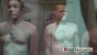 Horny Gay Troop Goes Hardcore in Gym Showers With Ginger Stud