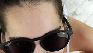 Debora gives deepthroat blowjob outdoors