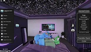 In Roblox, a furry gay shemale gives oral sex to a ladyboy partner.