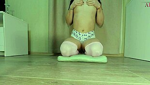 Cute Shemale Experiences Intense Passion Fingering Wet Pussy with Big Rubber Dildo on Camera