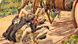 In vintage times, an erotic illustration depicts antique anime scenes with retro charm