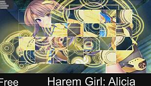 Harem girl alicia navigates anime game with hentai elements in detailed adventure.