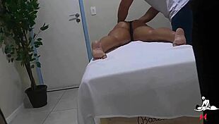 Hot wife can't resist masseur's touch during massage