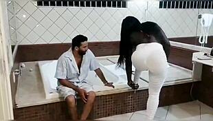 Intense anal samba with big tits blowjob and farting in gay interracial scene