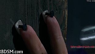 Stuffing Cute European Cutie with Hard Toy in Bondage