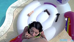 Riley Jean and Logan Lucky tease Pixie's petite brunette body with monster cocks and fingering.