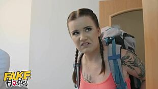 Can you believe the cheating boyfriend fucks the teen backpacker while his girlfriend is in the next room?