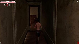 Shaved Pussy Play in Mansion Escape with Cumshot