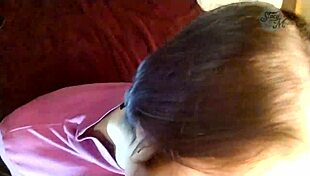 in a russian homemade scene, a young teen amateur performs deepthroat pov blowjob