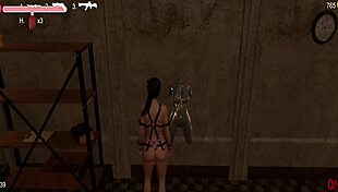 Shaved Pussy Play in Mansion Escape with Cumshot