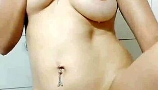 fuck me hard in the bathroom, she begs on webcam with wet big tits