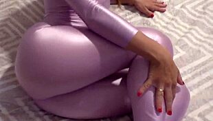 Babe teases cock in nylon before handjob