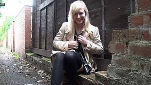 Blonde babe Satine Spark masturbates in public park daringly