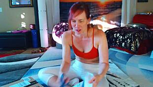 Redhead milf tries on dress and unboxes items