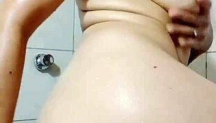 fuck me hard in the bathroom, she begs on webcam with wet big tits