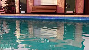 Wendy dives into pool passion with monster cock cumshot facial