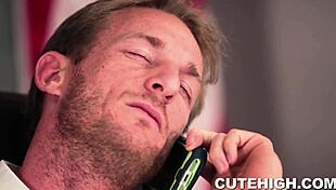 Big tits Jojo engages in kissing, sucking, and roleplay with cock