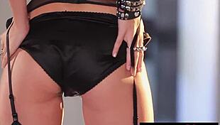 Hey, check out glamorous blondie Sascha Aleksander stripping off her sexy black lingerie