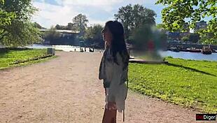 Girlfriend Experiences Intense Orgasms in Public Park Controlled by Toy