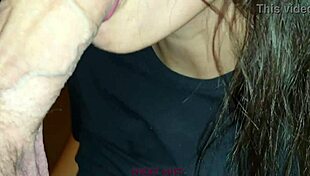 My brunette stepsister's blowjob ends with cum in her panties