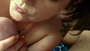 amateur couple engages in intense deepthroat and handjob session