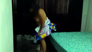 I spy on my mature milf stepmother as she dresses for work, horny and homemade.