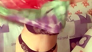 Mariaold teases with her huge tits while stripping and fingering her shaved pussy