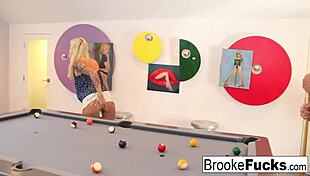 i'm brooke, playing billiards with my big tits and ass in the car.