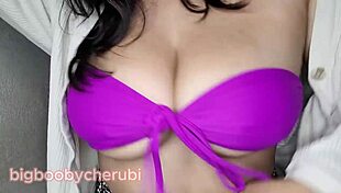 Asian Teen's Bikini Struggles to Contain Her Massive Tits in Old and Young Scene