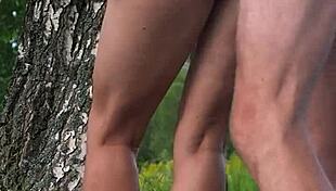 public anal with a perfect body slut in outdoor homemade setting with cumshot and anal creampie