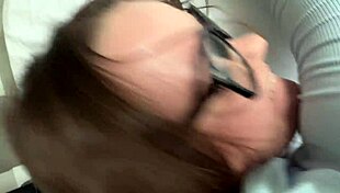 Little Step Sister Riding Horny With Glasses In POV Fantasy Creampie