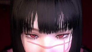 chainsaw man character gets chained in bondage hentai scene