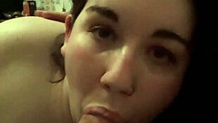 that big-titted babe gags on my huge cock then takes a cum facial