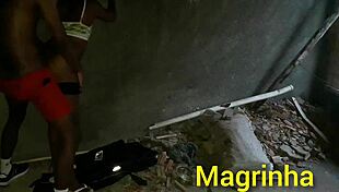 In the abandoned favela house, the skinny teen entered the big dick until he came, surrounded by anal and cumshot action.