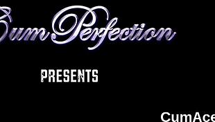 sexy babe swallows massive cum load in bukkake facial