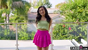 Up Close with Tiny Asian Teen Kimmy Kimm Bent Over in Doggystyle, Getting Spanked and Fucked Hard.