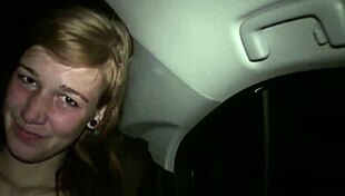 Blonde teen heads to public car gangbang