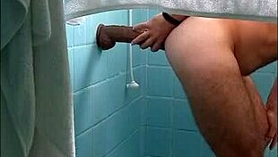 guy with big ass uses extreme buttplug for anal gape, squirting and creampie