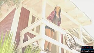 curvy black milf briana ashley strips outdoor on a farm showing off her big tits and ass babe