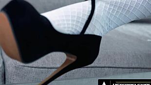 Femboy with big ass in heels receives a hardcore fuck from a big cock