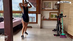 Anarothbardreal seduces her boss with toys, fingering her big clit and wet latina pussy, riding dildo passionately