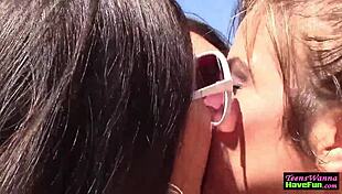 at the party, teens fuck outdoors