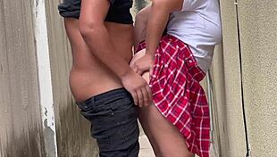 feeling the thrill while sneaking upskirt on stepsister's big ass in neighbor's house before school