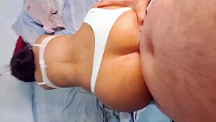 Feeling the intense pleasure as big cock gapes young colombian ass in doggystyle anal