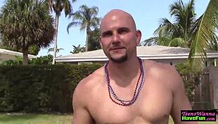 at the party, teens fuck outdoors