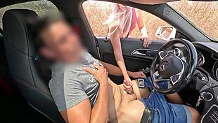 dick flash i jerk off in the car and an unknown girl passing by helps me finish cumming in public