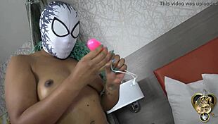 i'm all bound up in this venomous fight cosplay, watchin' the ebony strapon catfight go down