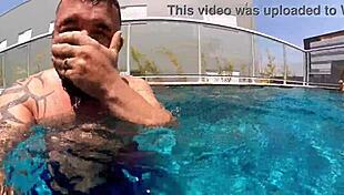 Married woman fucks unknown employee in pool 😏