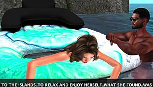 Australian Cartoon Monster Enjoys Beach Interracial Fun In 3D