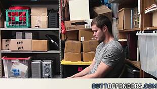 Gay shoplifter caught masturbating with huge cock gets intense facial punishment in high definition reality